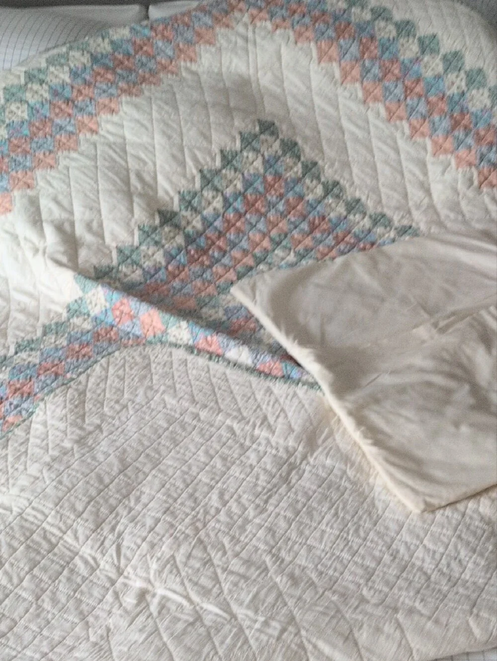 Handmade/ Hand stitched Patchwork Cotton Quilt in Pastels